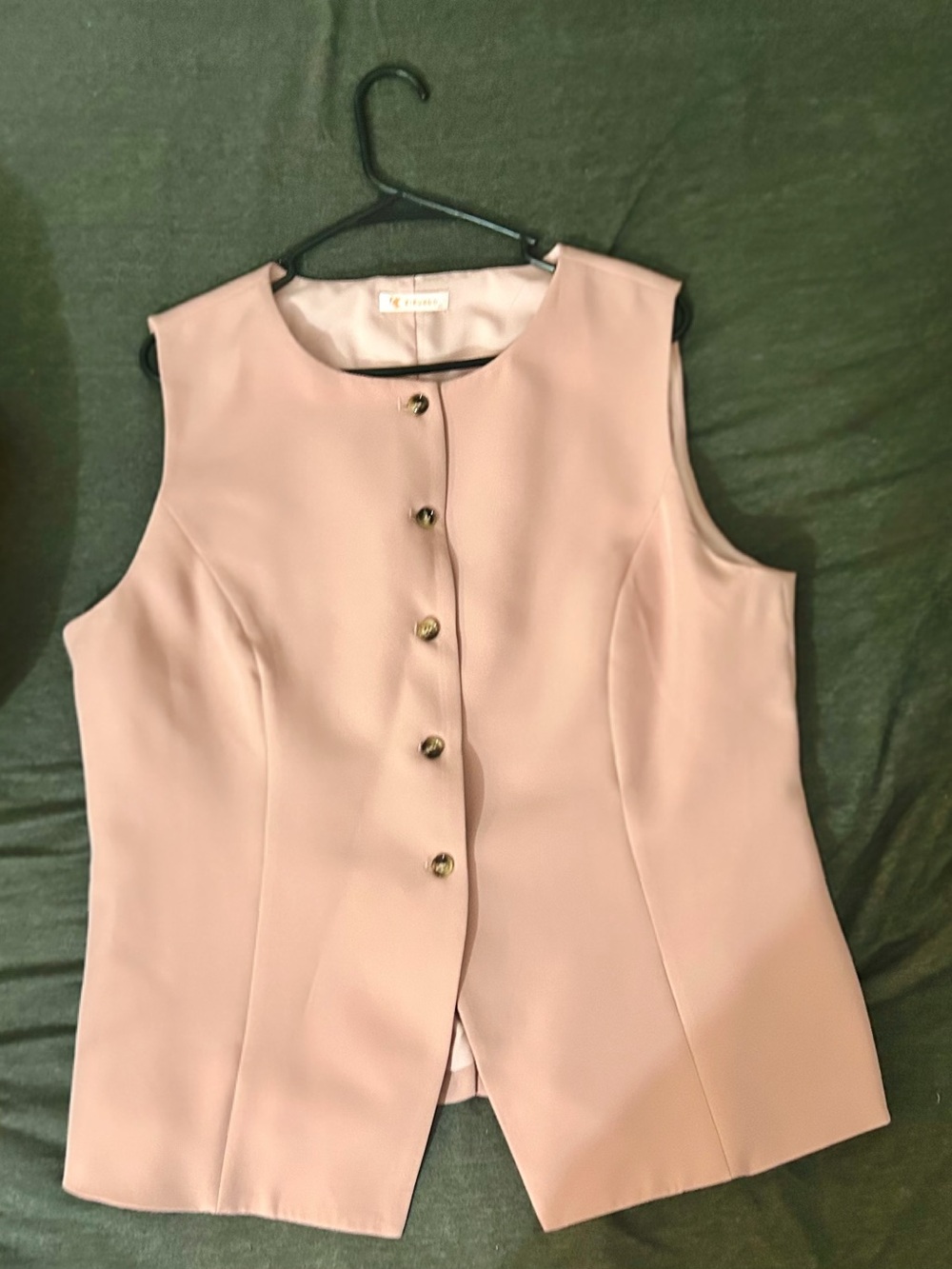 Sleeveless Button Front Blush Pink Vest
